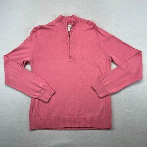 FoxCroft Womans Mock Neck 1/4 Zip 100% Supima Cotton Pullover Sweater Large